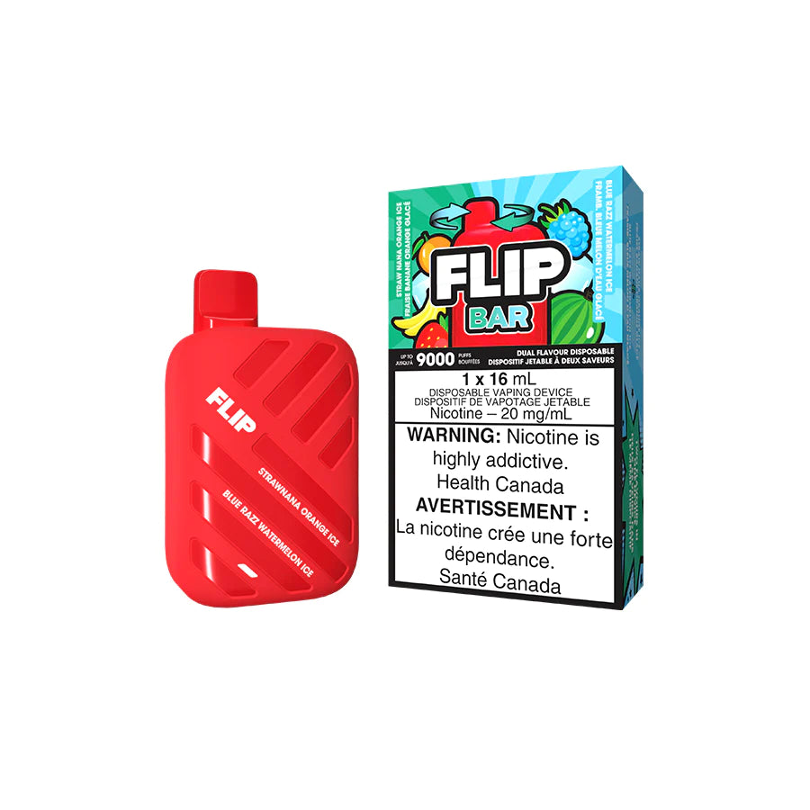 FLIP BAR 2-IN-1 - Straw Nana Orange Ice & Blue Razz Watermelon Ice