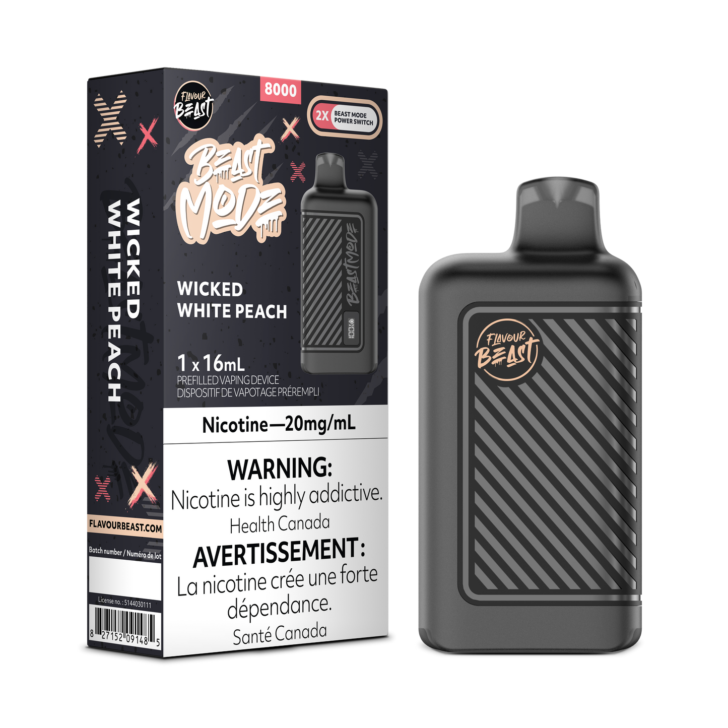 Flavour Beast Mode 8000 - Wicked White Peach
