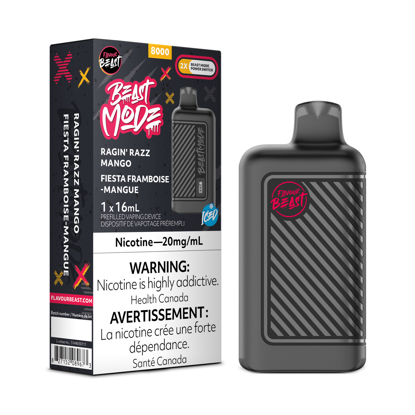 Flavour Beast Mode 8000 - Ragin' Razz Mango Iced