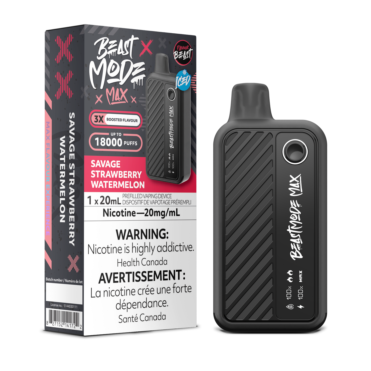 Flavour Beast Mode Max 18k - Savage Strawberry Watermelon Iced