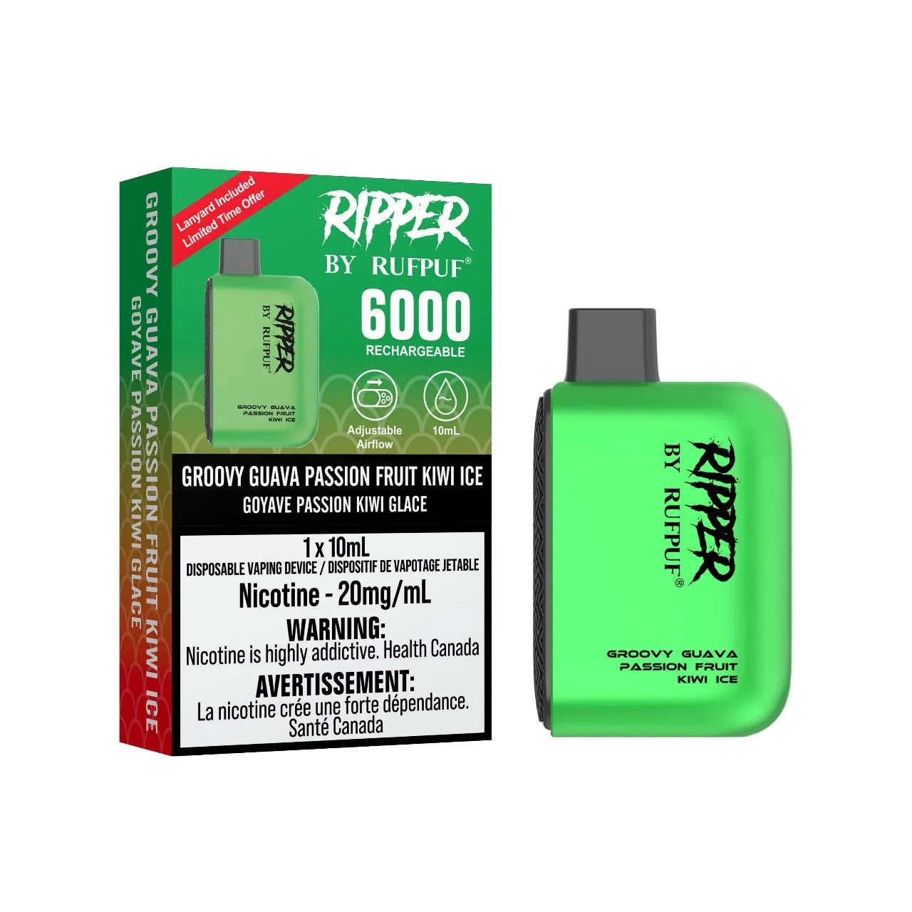 RufPuf Ripper 6000 - Groovy Guava Passion Fruit Kiwi Ice