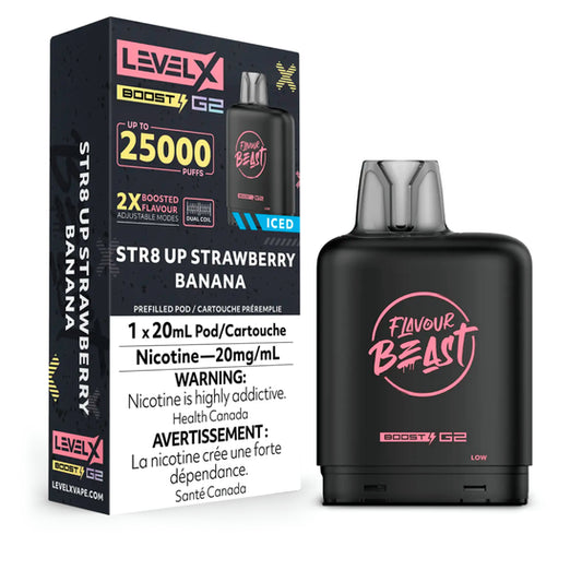 Level X Boost 25k - STR8 Up Strawberry Banana Iced