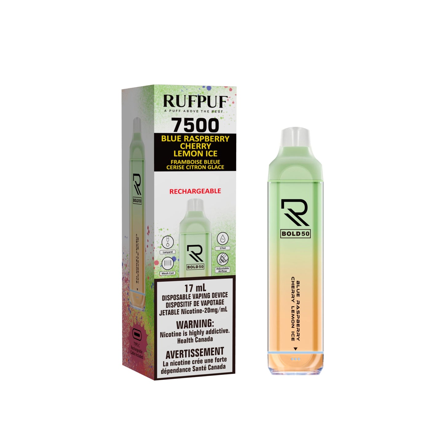 RufPuf 7500 Disposable - Blue Raspberry Cherry Lemon Ice