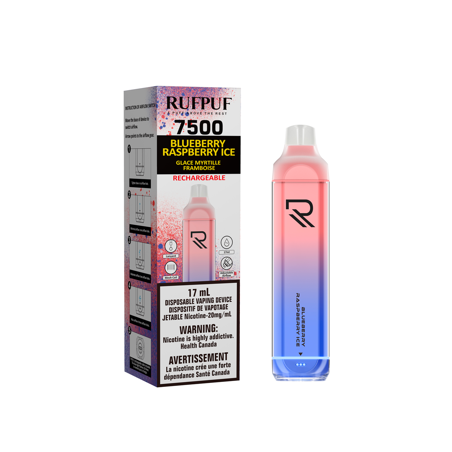 RufPuf 7500 Disposable - Blueberry Raspberry Ice